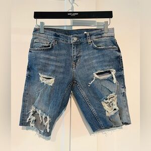 Zara 26 Blue Distressed Denim Shorts